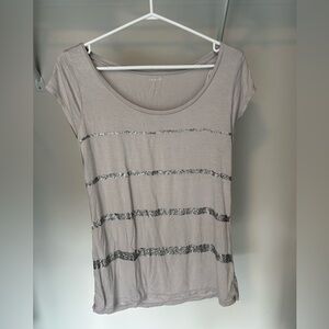 Smart Set Silver Stripe Short Sleeve Tee